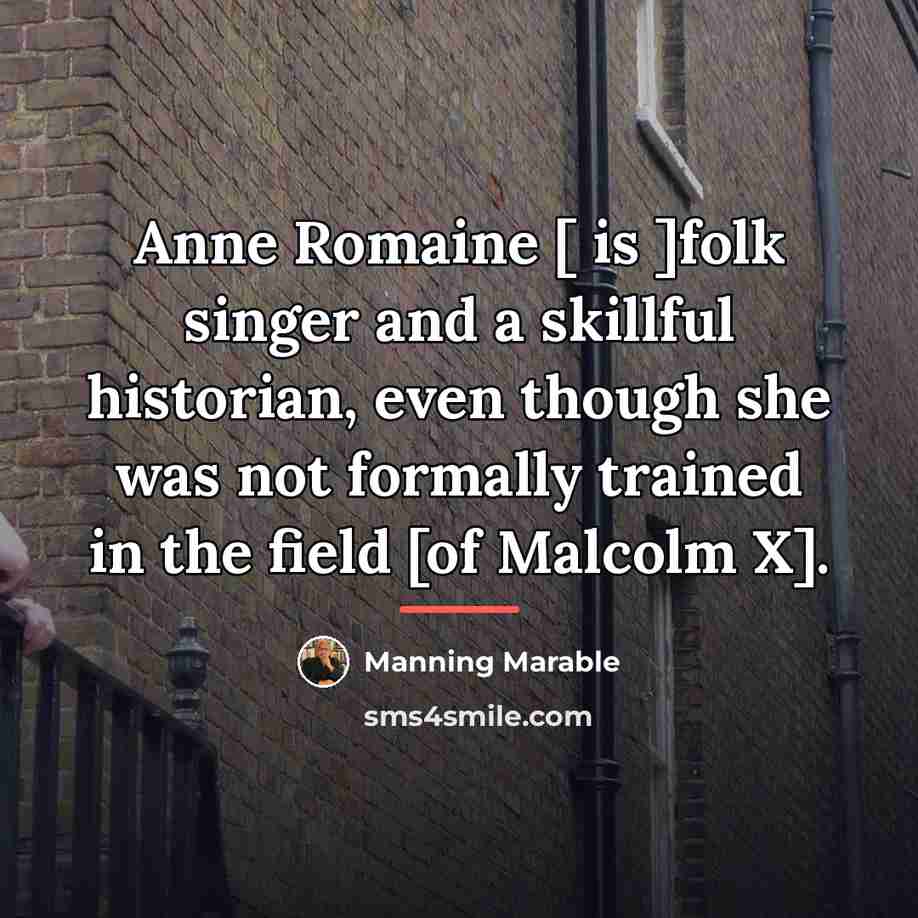 “Anne Romaine [ is ]folk singer and a skillful historian,…” quote by Manning Marable