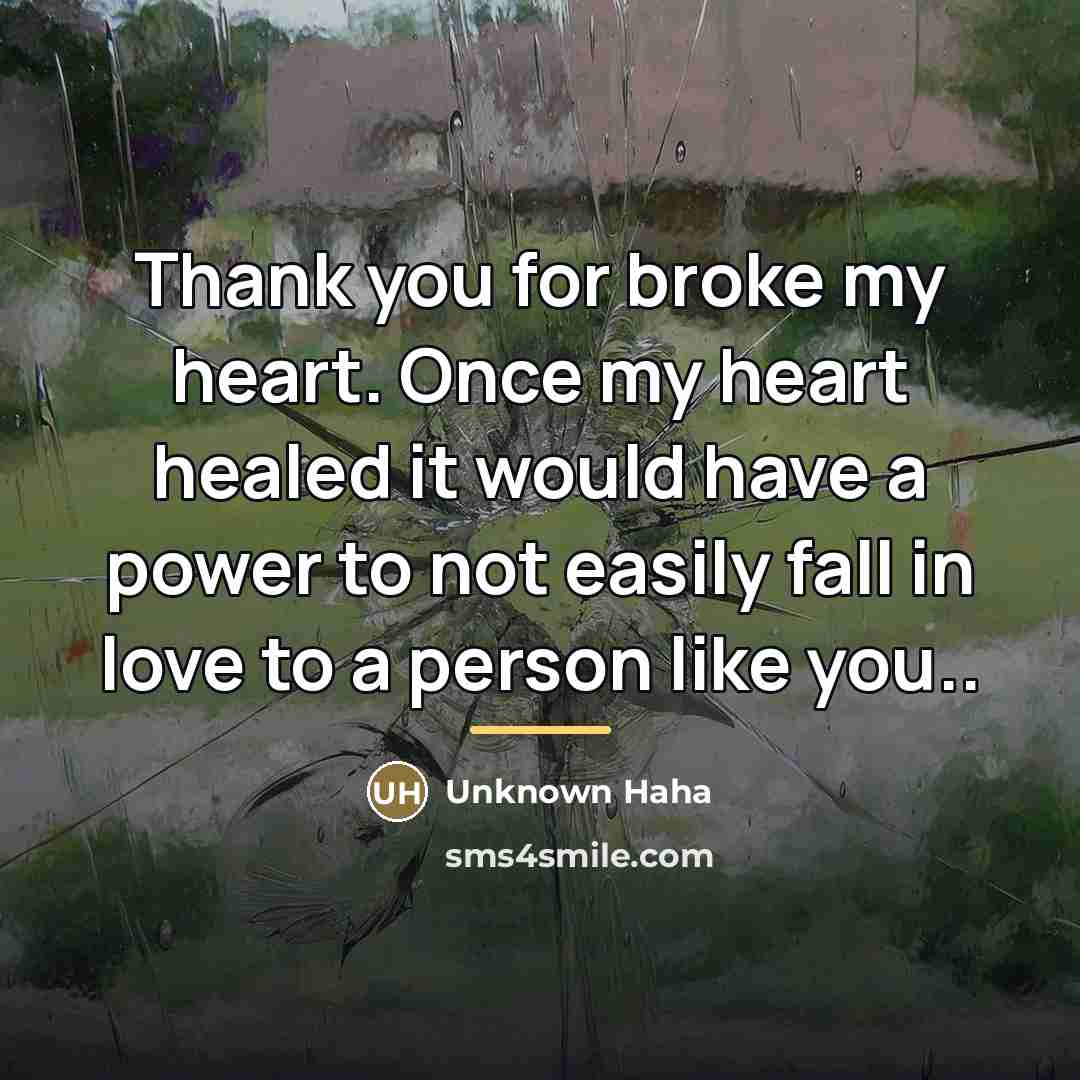 “Thank you for broke my heart. Once my heart healed…” quote by Anonymous