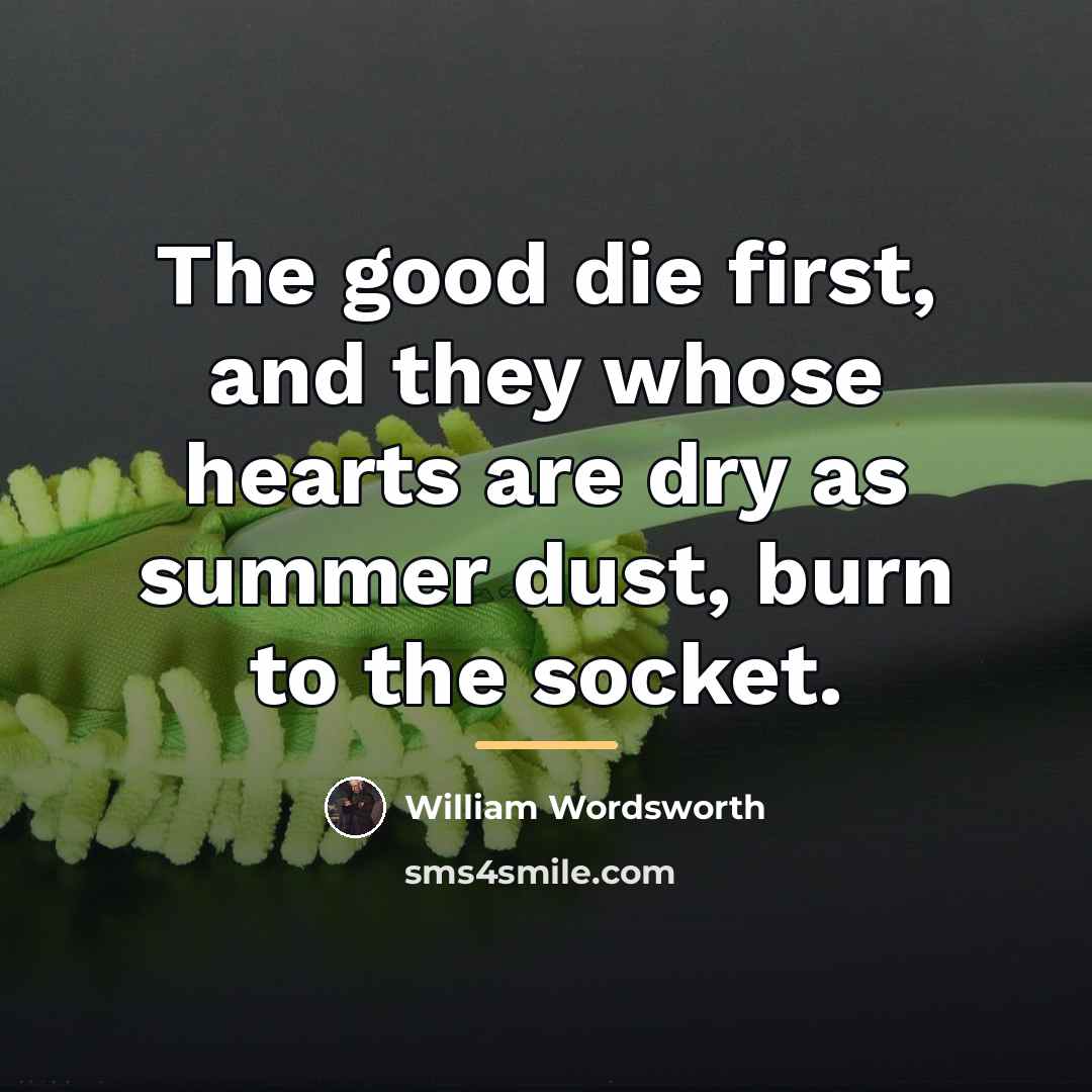“The good die first, and they whose hearts are dry…” quote by William Wordsworth