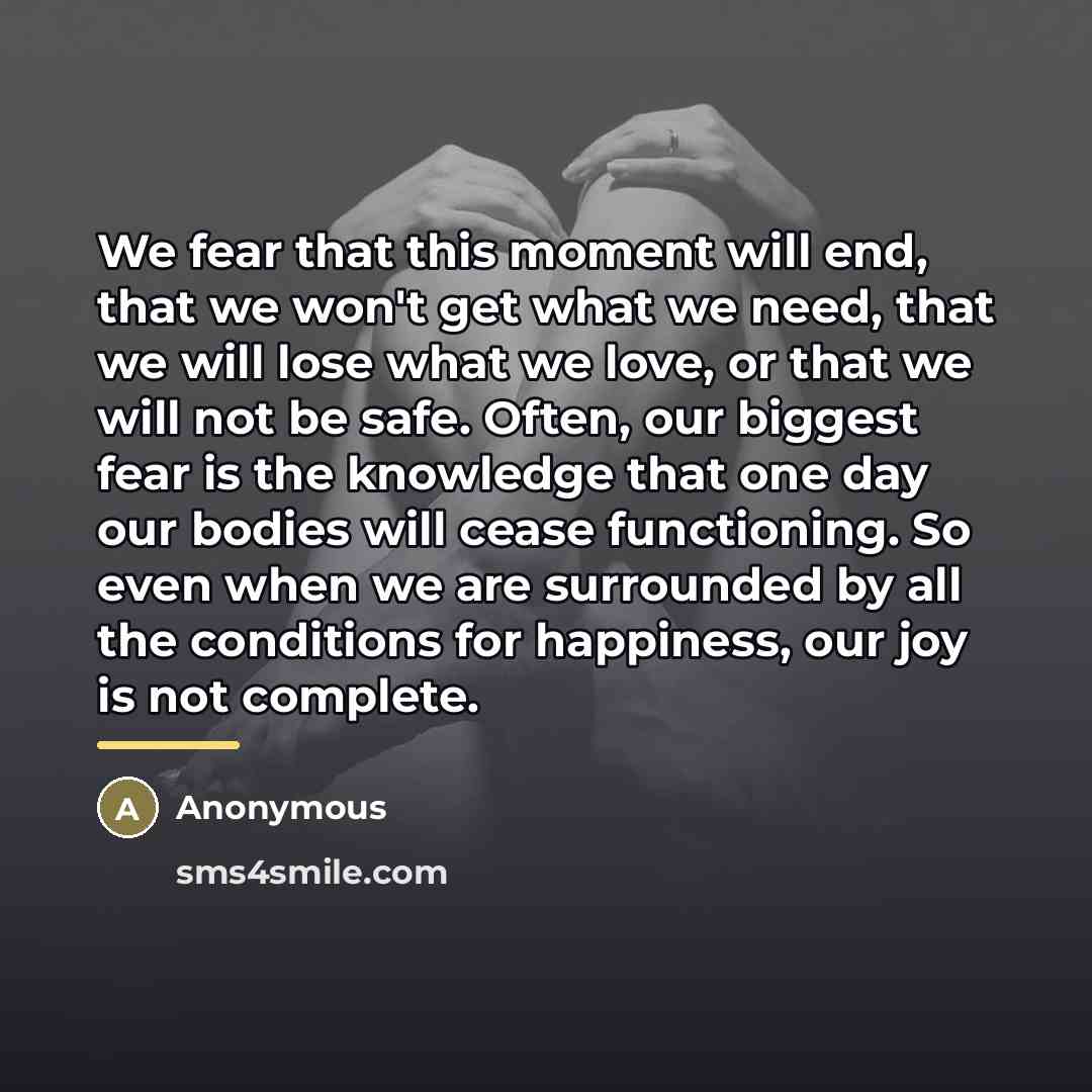 “We fear that this moment will end, that we won't…” quote by Anonymous