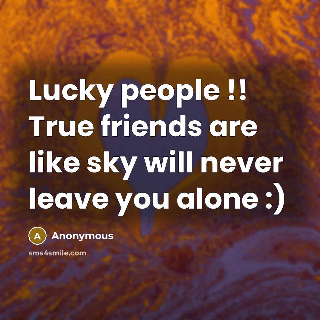 “Lucky people !! True friends are like sky will never…” quote by Anonymous