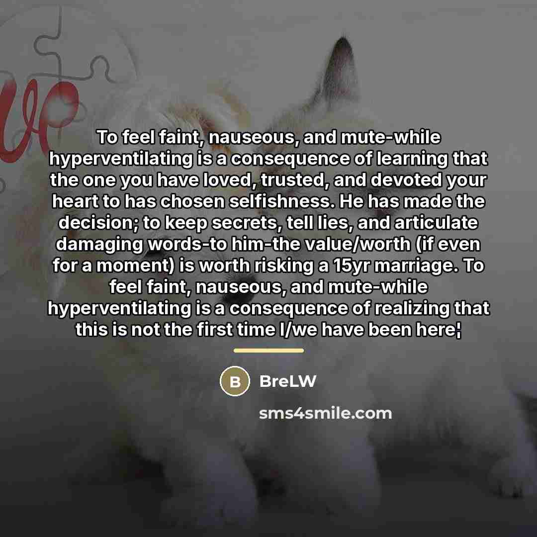 “To feel faint, nauseous, and mute-while hyperventilating is a consequence…” quote by BreLW