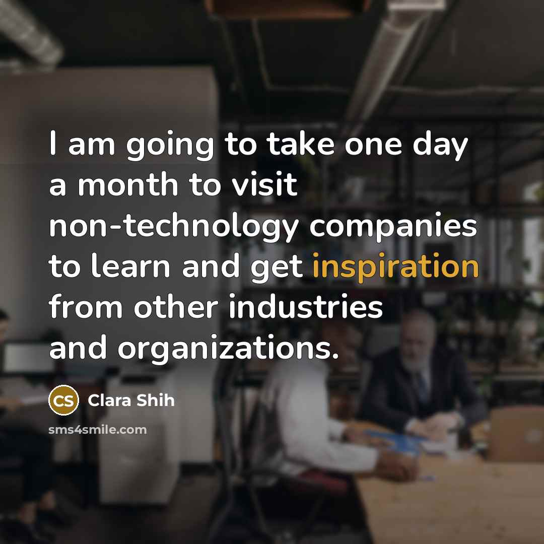 “I am going to take one day a month to…” quote by Clara Shih