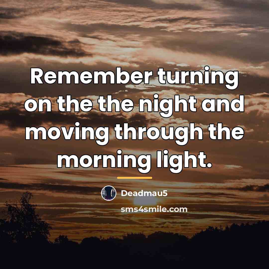 “Remember turning on the the night and moving through the…” quote by Deadmau5