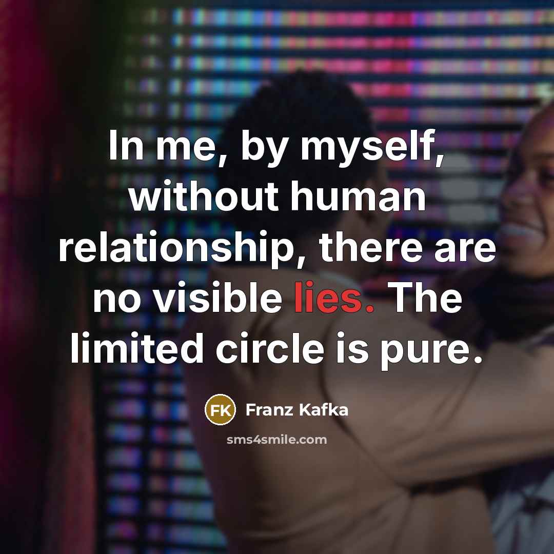 “In me, by myself, without human relationship, there are no…” quote by Franz Kafka