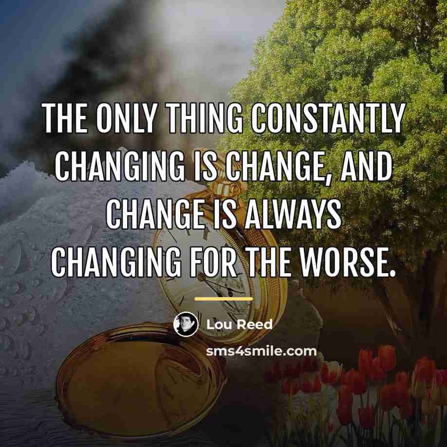 “The only thing constantly changing is change, and change is…” quote by Lou Reed