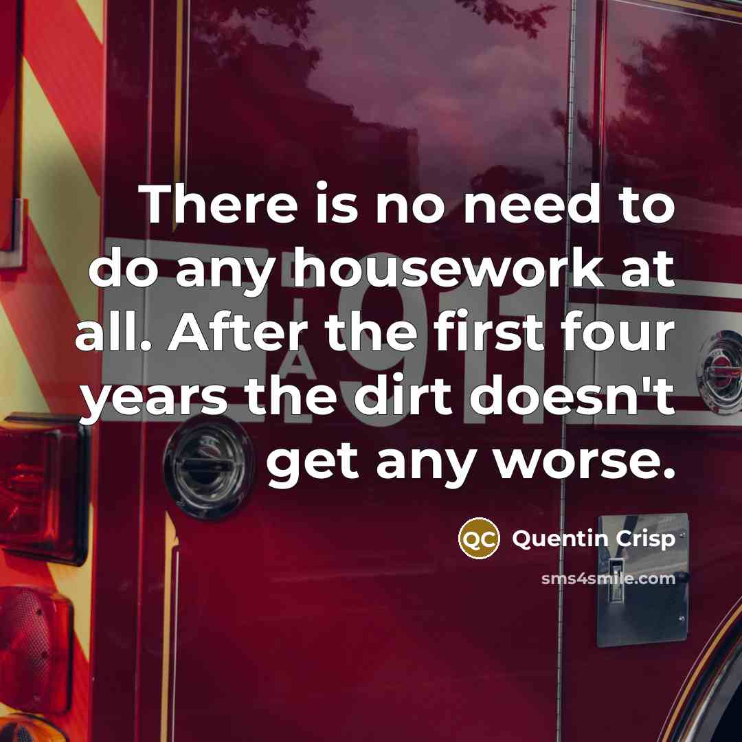 “There is no need to do any housework at all.…” quote by Quentin Crisp