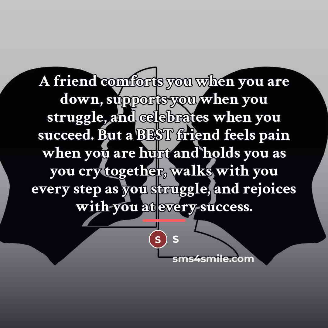 “A friend comforts you when you are down, supports you…” quote by S