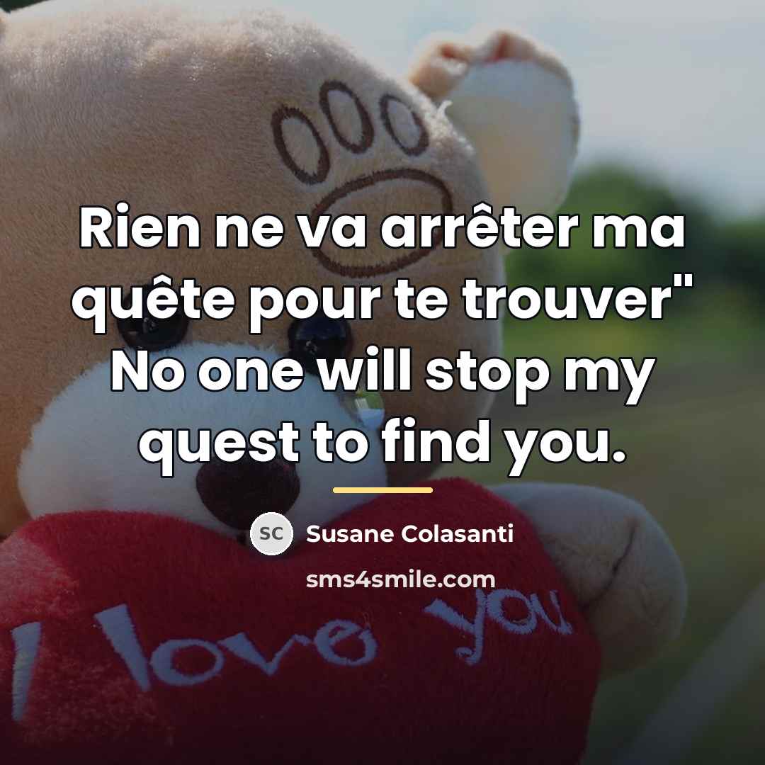 “Rien ne va arrêter ma quête pour te trouver" No…” quote by Susane Colasanti