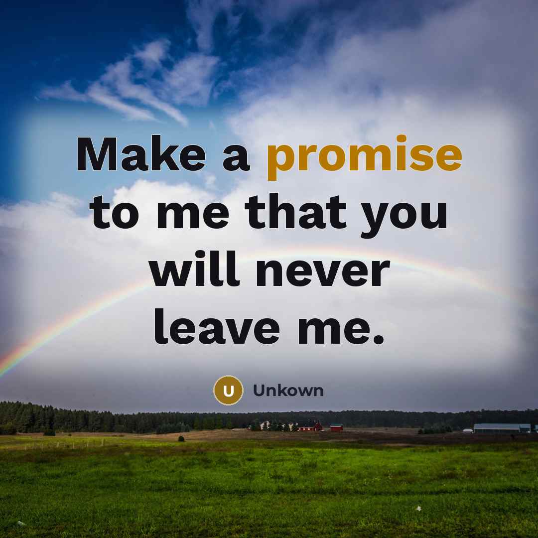 “Make a promise to me that you will never leave…” quote by Unkown