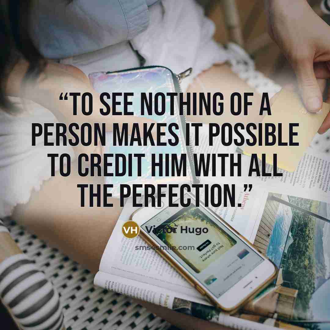 “To see nothing of a person makes it possible to credit him with all the perfection.” quote by Victor Hugo