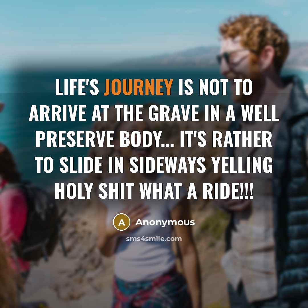 “Life's journey is not to arrive at the grave in…” quote by Anonymous