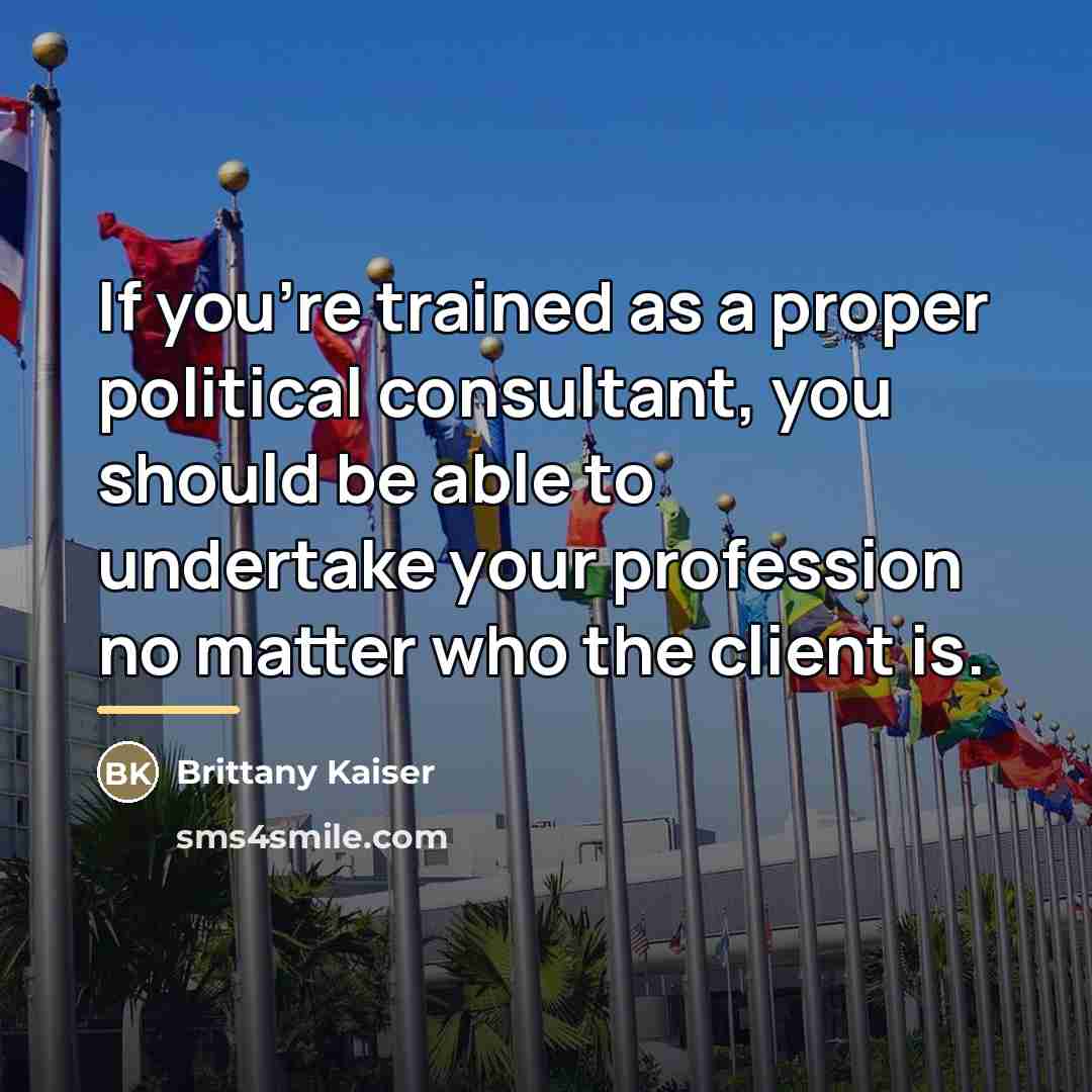 “If you're trained as a proper political consultant, you should…” quote by Brittany Kaiser