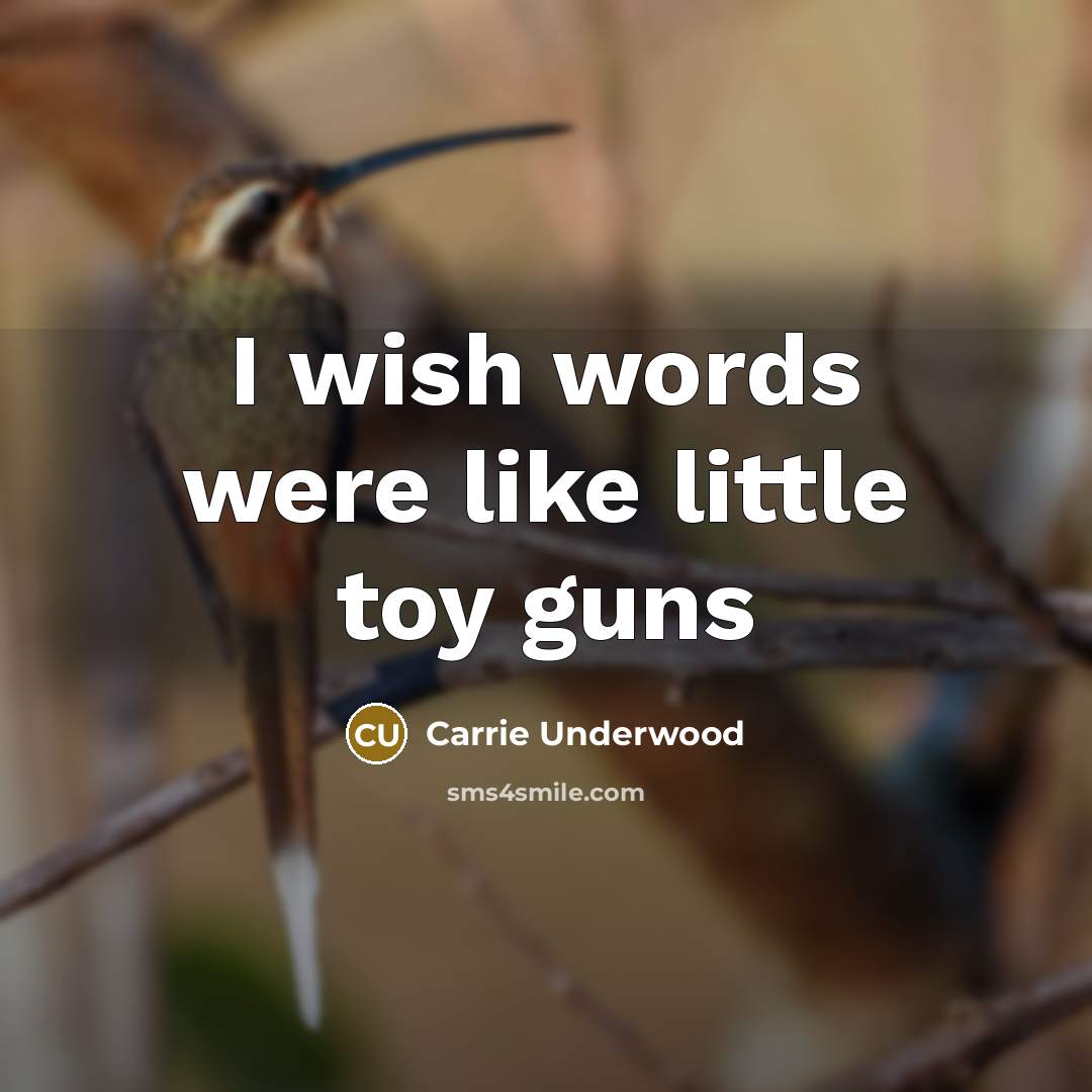 “I wish words were like little toy guns…” quote by Carrie Underwood
