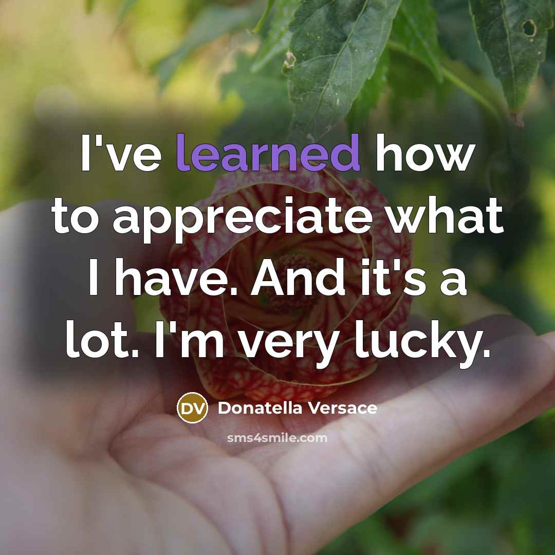 “I've learned how to appreciate what I have. And it's…” quote by Donatella Versace