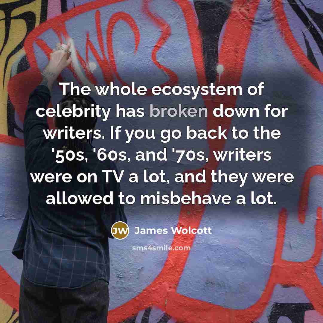 “The whole ecosystem of celebrity has broken down for writers.…” quote by James Wolcott