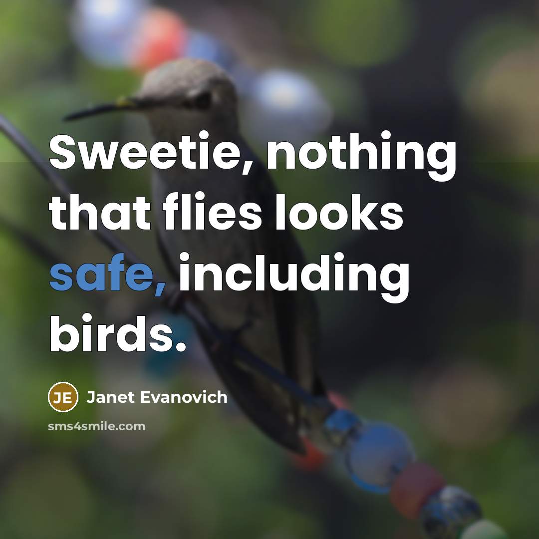 “Sweetie, nothing that flies looks safe, including birds.…” quote by Janet Evanovich
