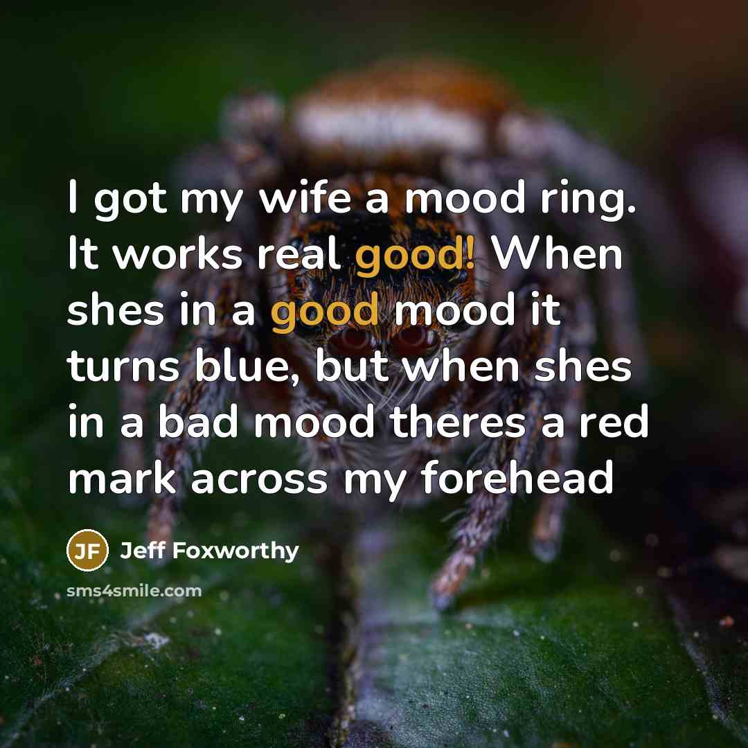 “I got my wife a mood ring. It works real…” quote by Jeff Foxworthy