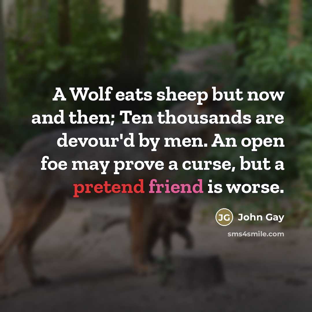 “A Wolf eats sheep but now and then; Ten thousands…” quote by John Gay
