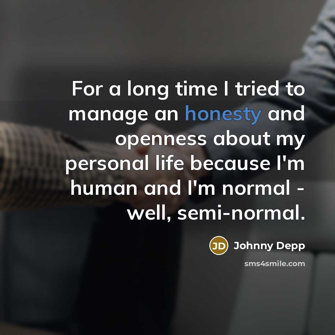 “For a long time I tried to manage an honesty…” quote by Johnny Depp