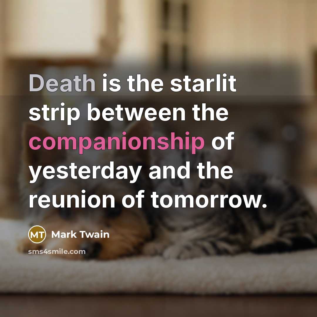 “Death is the starlit strip between the companionship of yesterday…” quote by Mark Twain