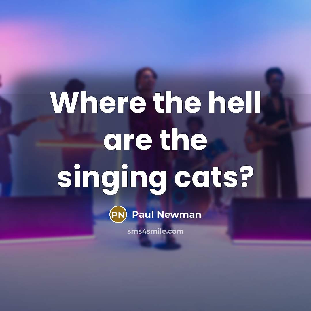 “Where the hell are the singing cats?…” quote by Paul Newman