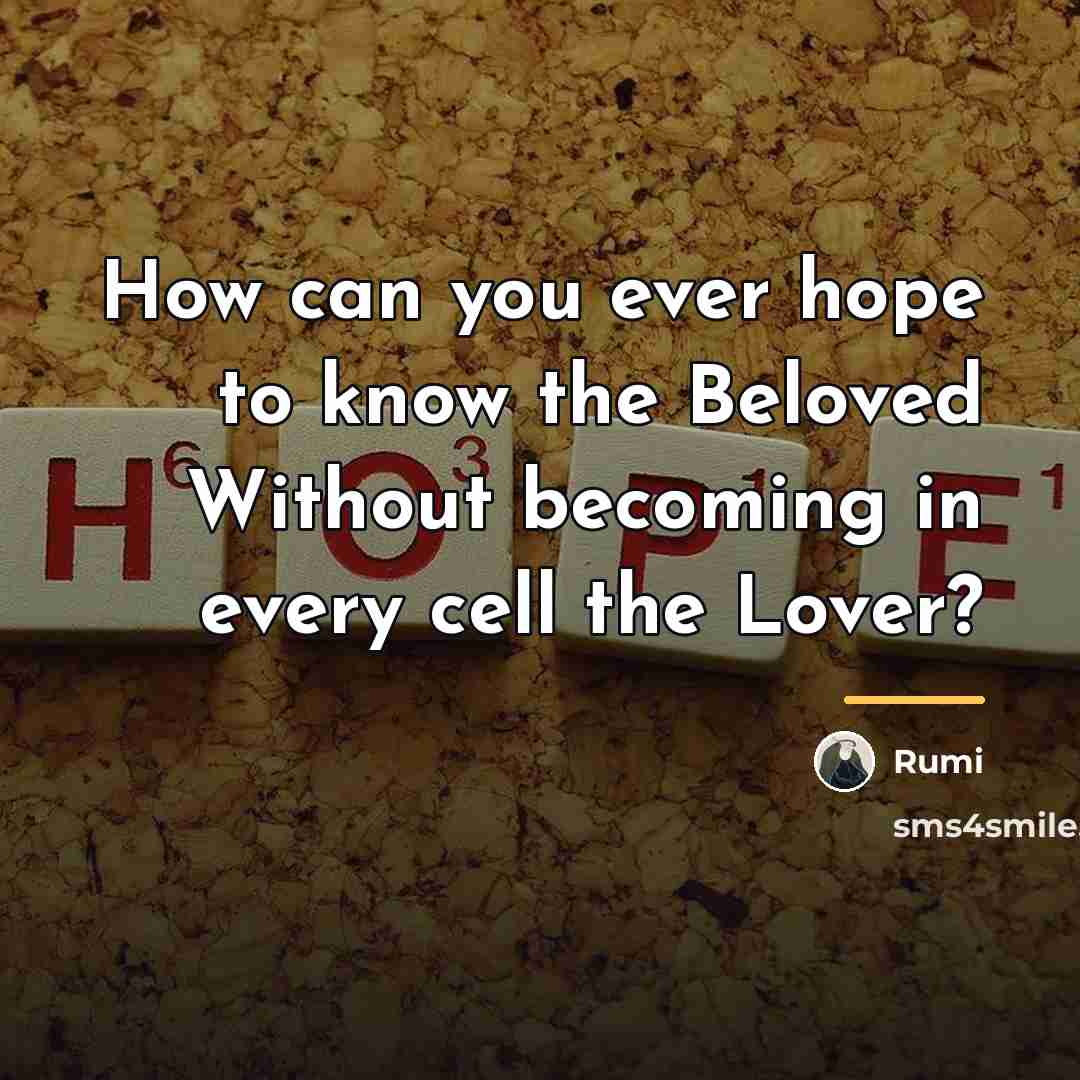 “How can you ever hope to know the Beloved Without…” quote by Rumi