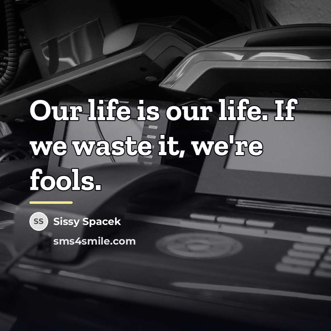 “Our life is our life. If we waste it, we're…” quote by Sissy Spacek