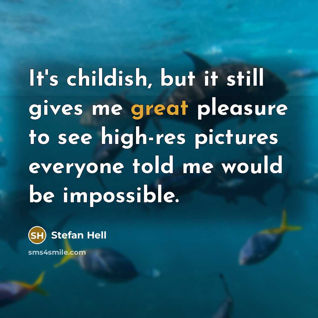 “It's childish, but it still gives me great pleasure to…” quote by Stefan Hell