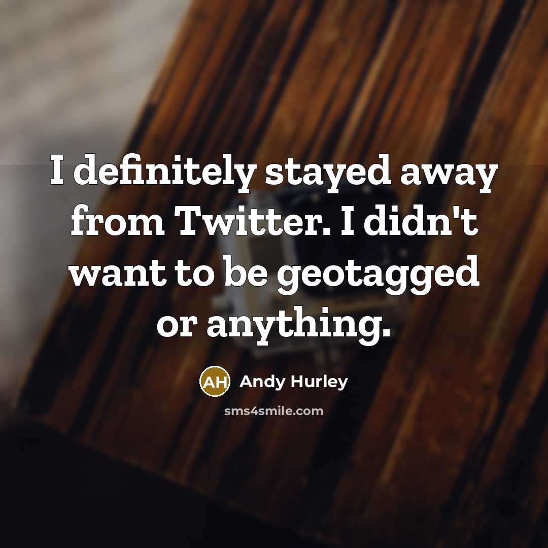 “I definitely stayed away from Twitter. I didn't want to…” quote by Andy Hurley