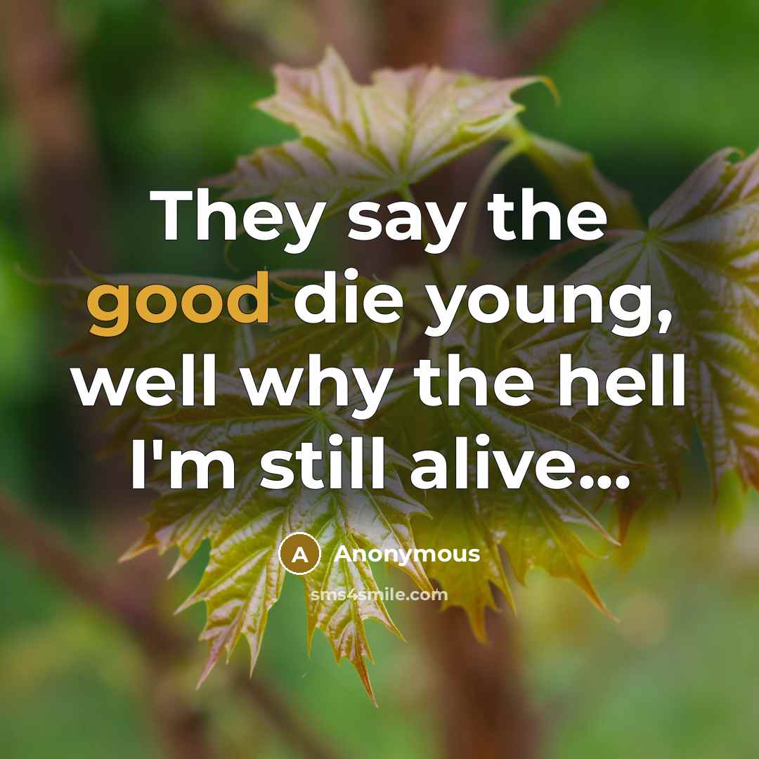 “They say the good die young, well why the hell…” quote by Anonymous