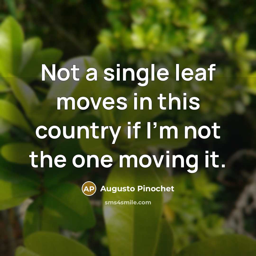 “Not a single leaf moves in this country if I'm…” quote by Augusto Pinochet