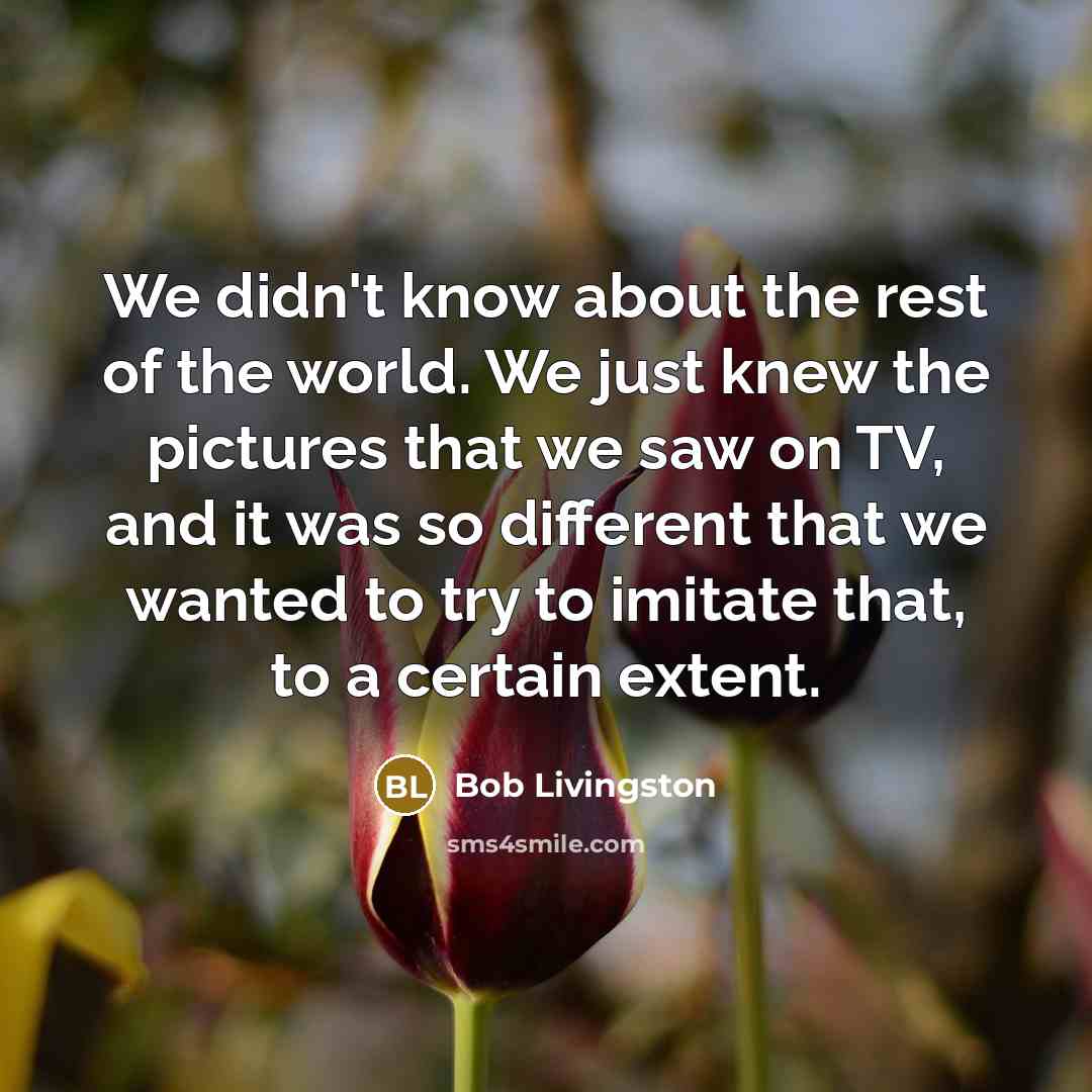“We didn't know about the rest of the world. We…” quote by Bob Livingston