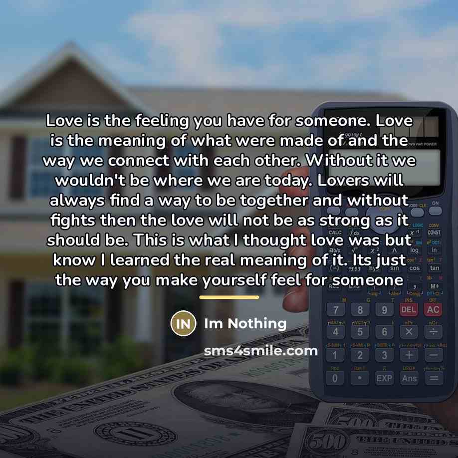 “Love is the feeling you have for someone. Love is…” quote by Im Nothing