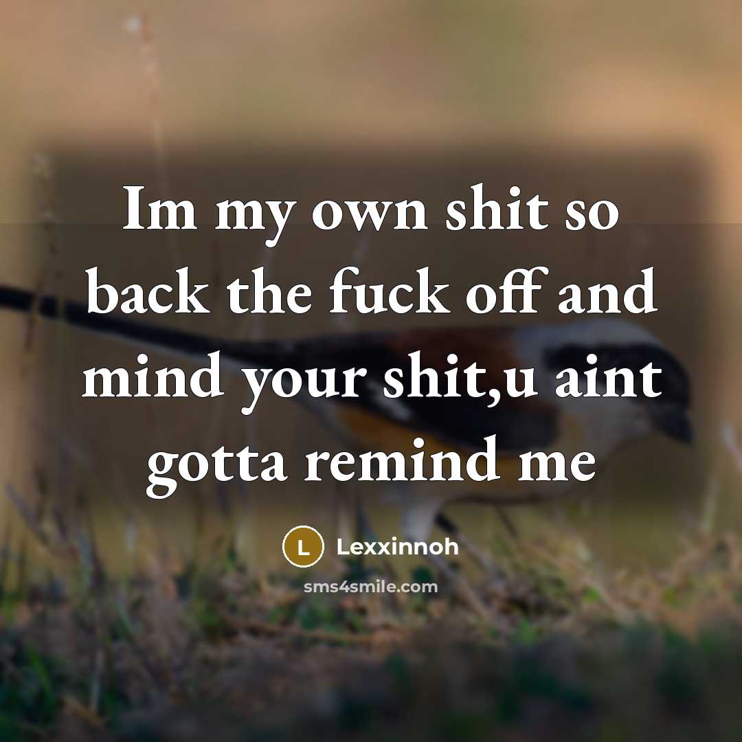 “Im my own shit so back the fuck off and…” quote by Lexxinnoh