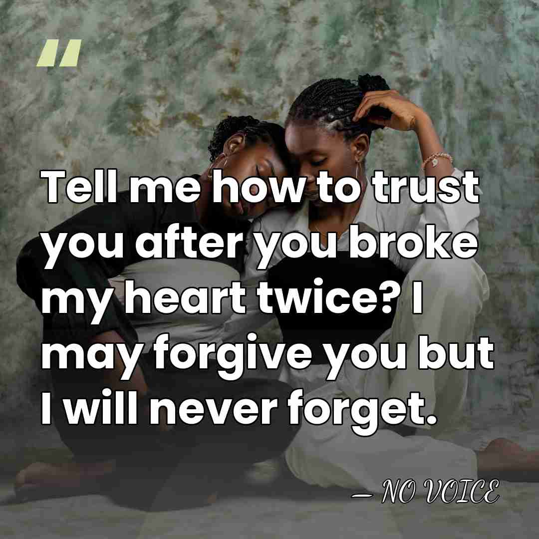 Tell me how to trust you after you broke my heart twice?&hellip; - NO VOICE