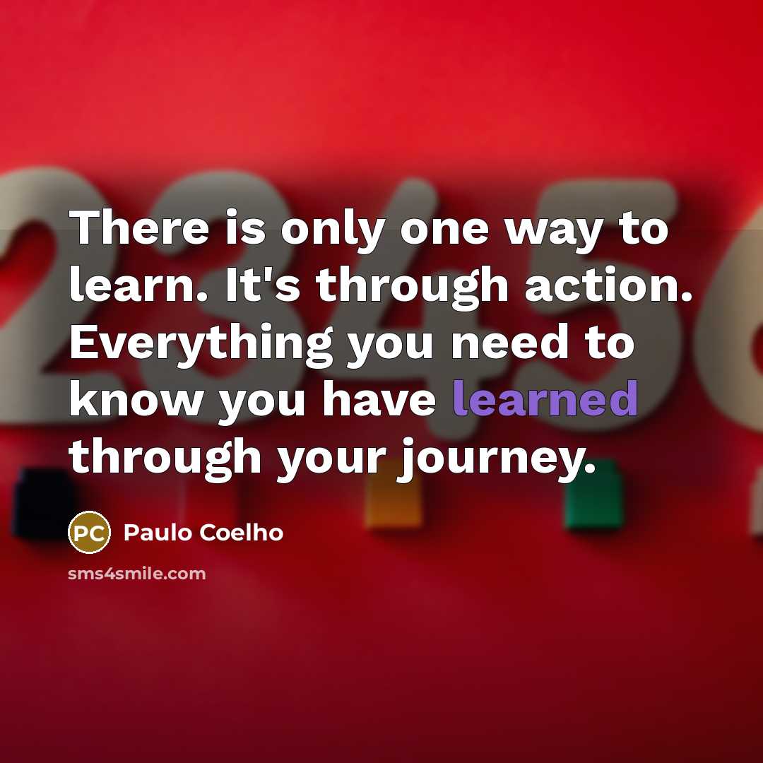“There is only one way to learn. It's through action.…” quote by Paulo Coelho