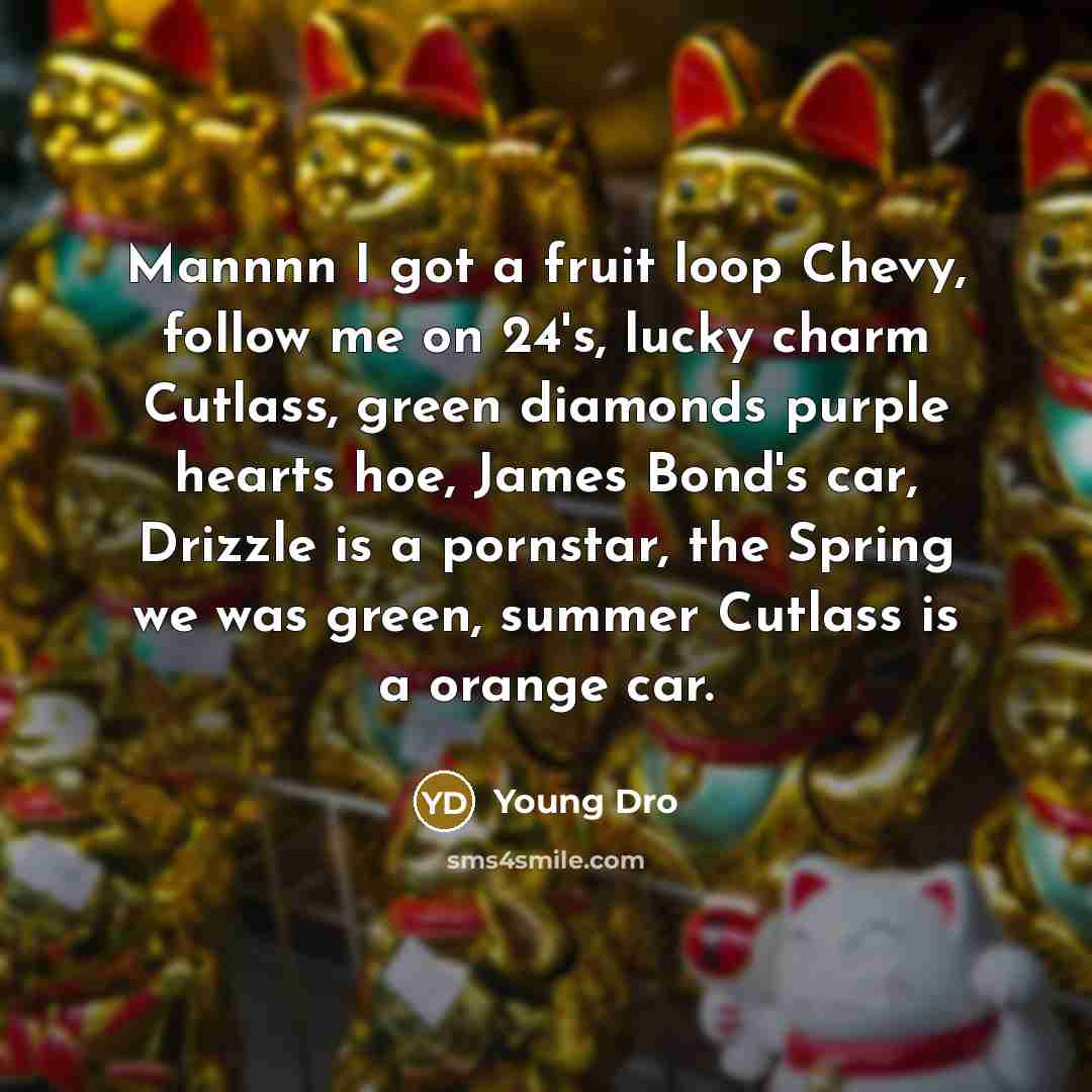 “Mannnn I got a fruit loop Chevy, follow me on…” quote by Young Dro