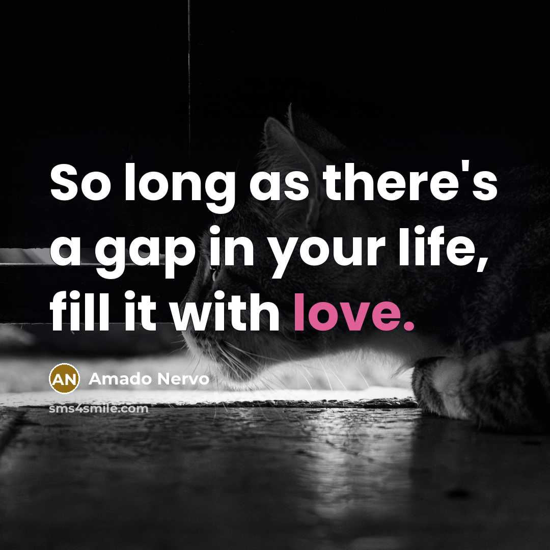 “So long as there's a gap in your life, fill…” quote by Amado Nervo