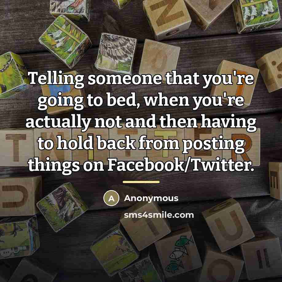 “Telling someone that you're going to bed, when you're actually…” quote by Anonymous