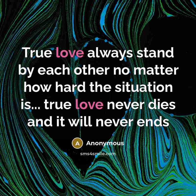 “True love always stand by each other no matter how…” quote by Anonymous