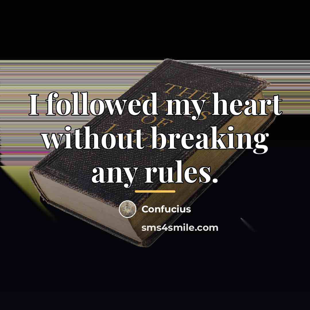 “I followed my heart without breaking any rules.…” quote by Confucius
