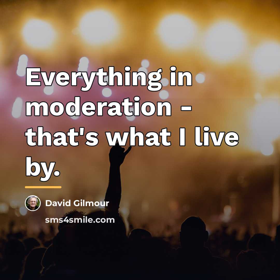 “Everything in moderation - that's what I live by.…” quote by David Gilmour