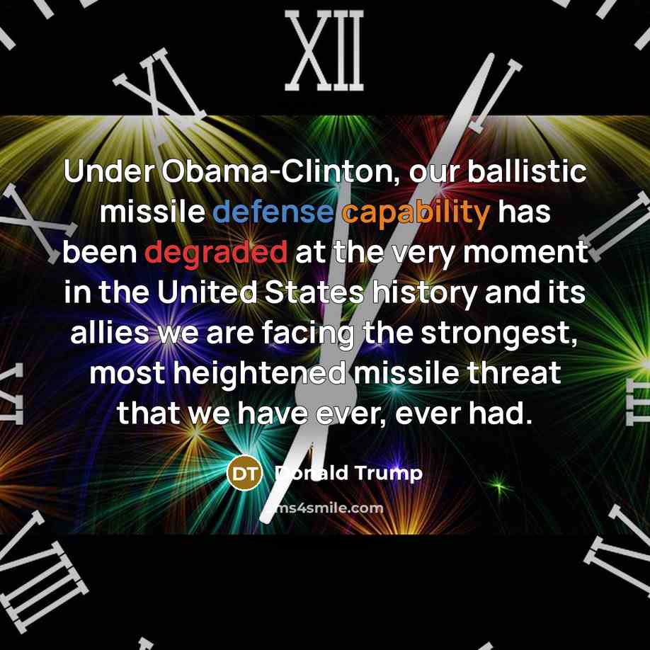 “Under Obama-Clinton, our ballistic missile defense capability has been degraded…” quote by Donald Trump