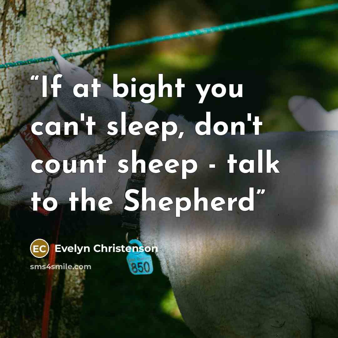 “If at bight you can't sleep, don't count sheep - talk to the Shepherd” quote by Evelyn Christenson