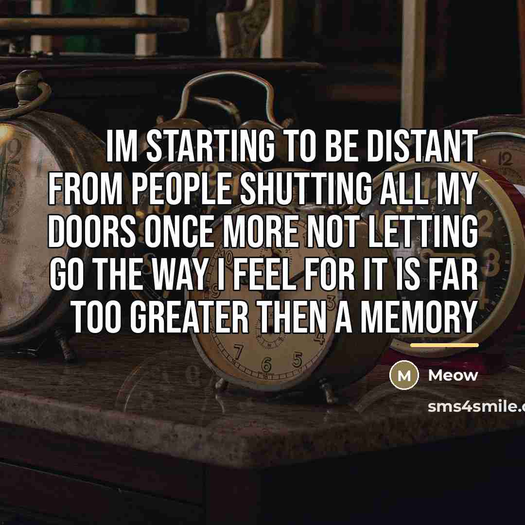 “Im starting to be distant from people shutting all my…” quote by Meow