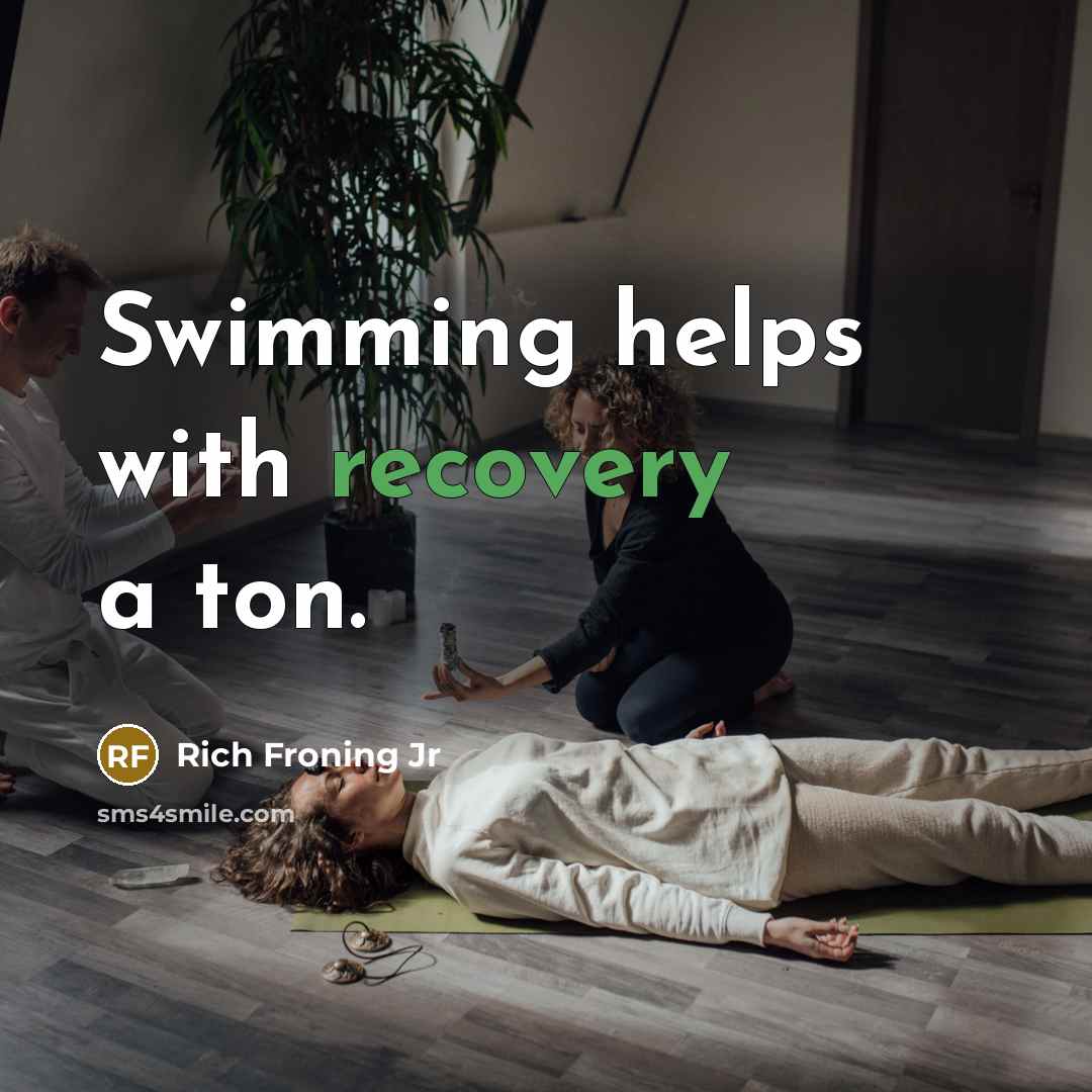 “Swimming helps with recovery a ton.…” quote by Rich Froning Jr