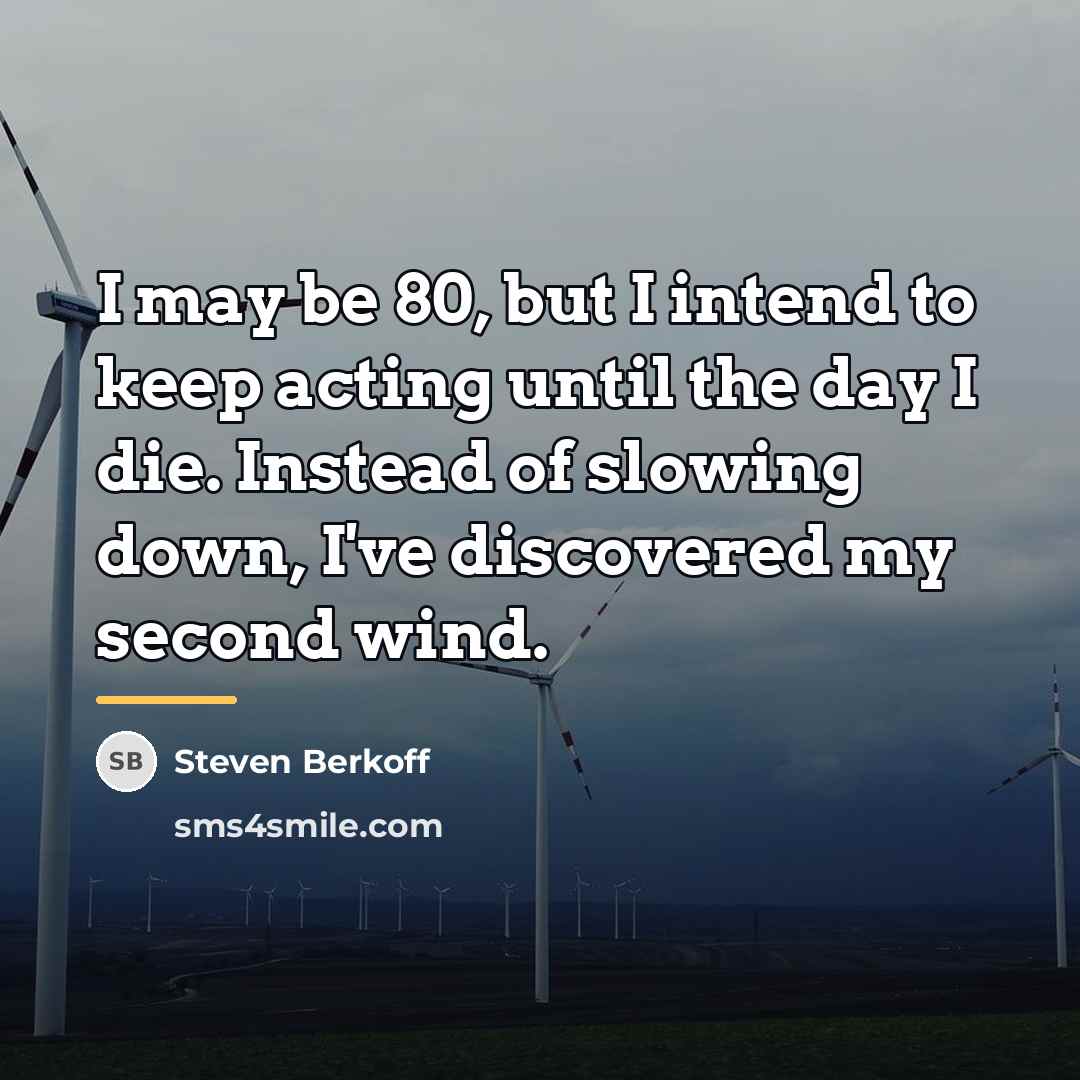 “I may be 80, but I intend to keep acting…” quote by Steven Berkoff