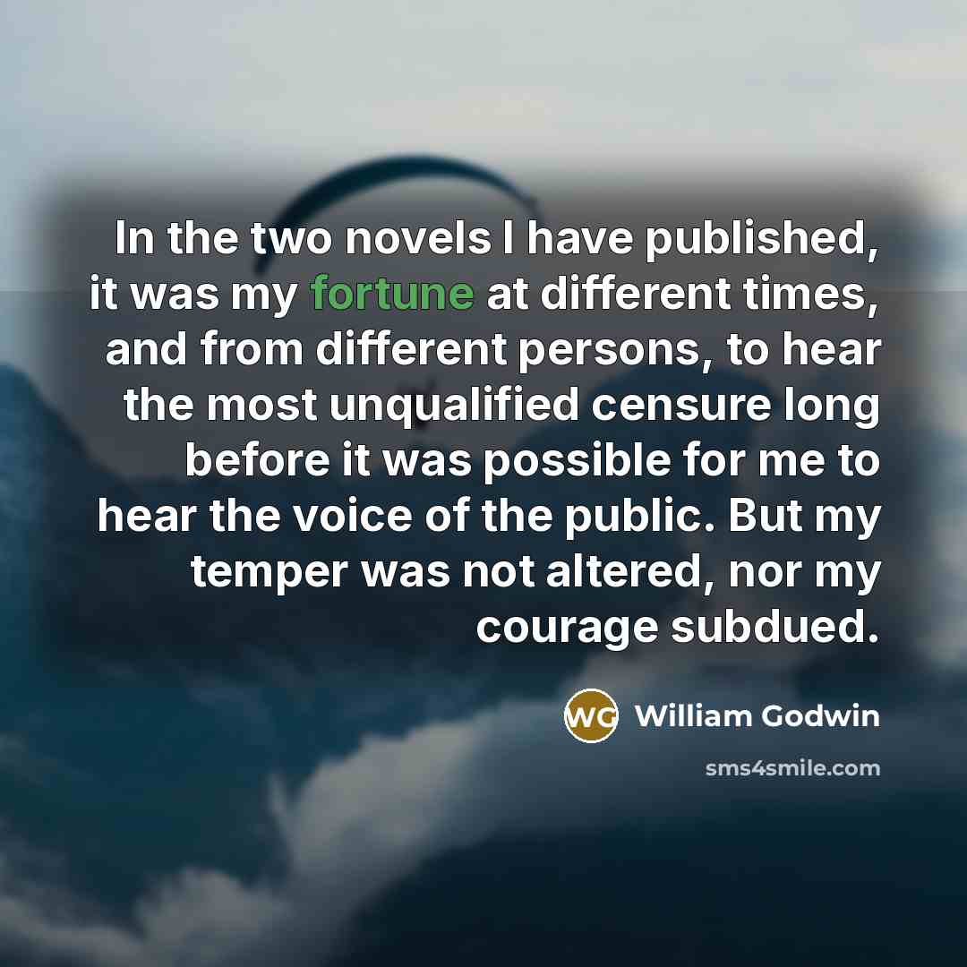 “In the two novels I have published, it was my…” quote by William Godwin