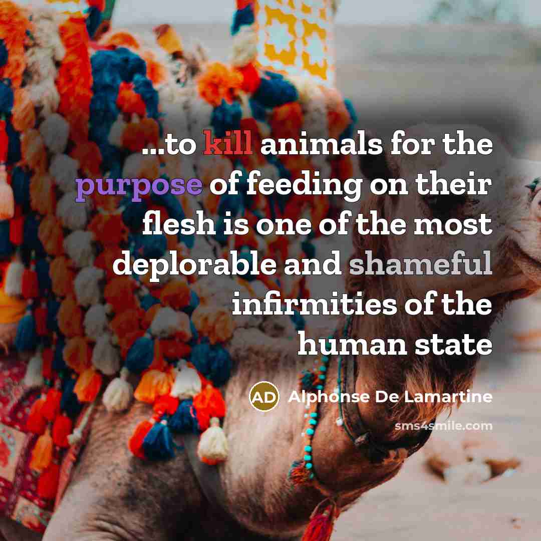 “...to kill animals for the purpose of feeding on their…” quote by Alphonse de Lamartine